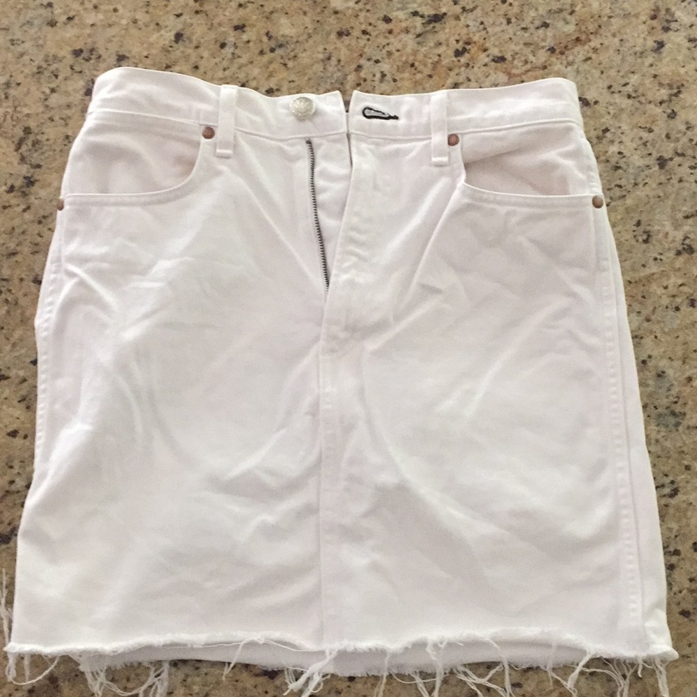 Rag & Bone White frayed Moss jean skirt